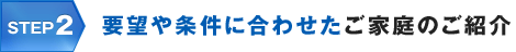 STEP2 要望や条件に合わせたご家庭のご紹介