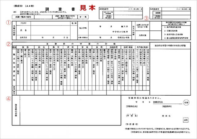 内申書に記載される内容 東京都