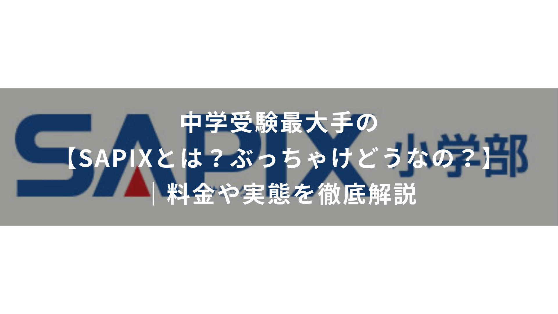 中学受験最大手の【SAPIXとは？ぶっちゃけどうなの？】｜料金や実態を徹底解説